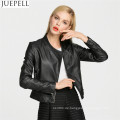 Europa und die neue Frauen Damen kurze Absatz PU Leder Motorrad Jacke Lederjacke Street Style Frauen Jacke